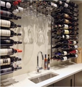 Custom Wine Cellar with Stylish Bar Area and VintageView Wine Racks