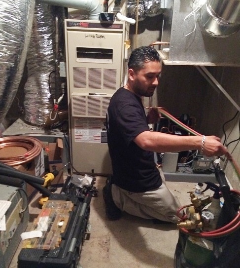 Mario Morales, Welding the Wine Cellar Refrigeration Lines 