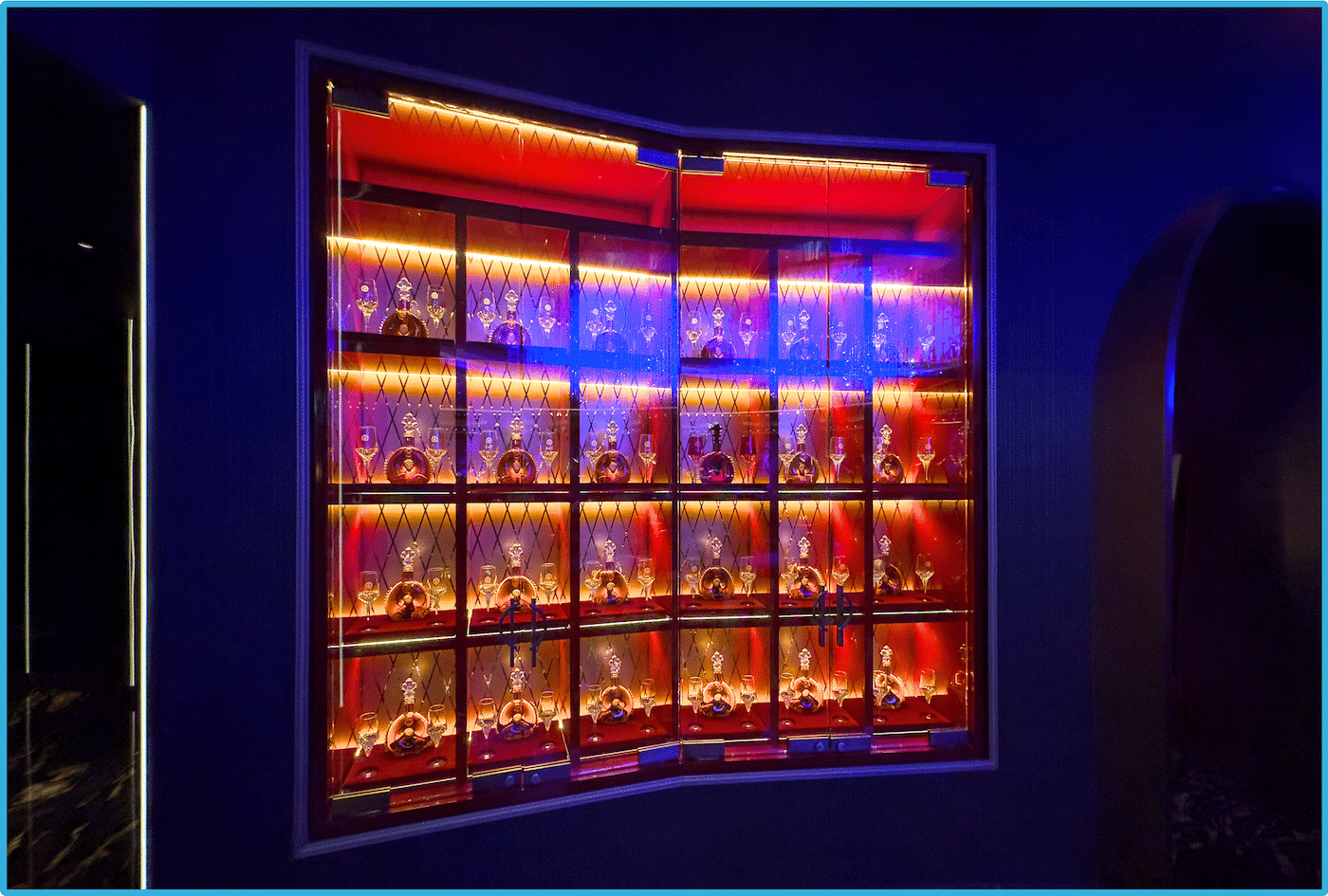 Custom Wine Locker Display at Restaurant Entrance